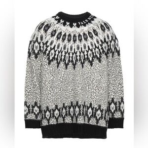 Valentino Garavani 100% Virgin Wool Intarsia Knit Sweater Oversized Size Large